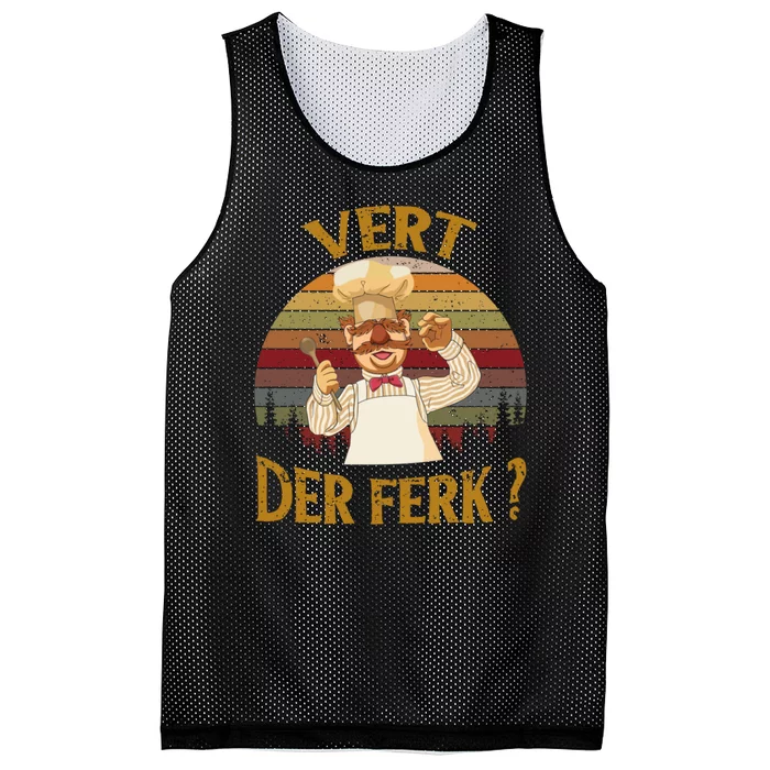 Vert Der Ferk Chef Shirt, Funny Swedish Sunset Vintage Mesh Reversible Basketball Jersey Tank