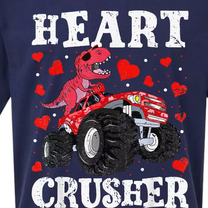 Valentines Day Funny Dinosaur Monster Truck 100 day Sueded Cloud Jersey T-Shirt