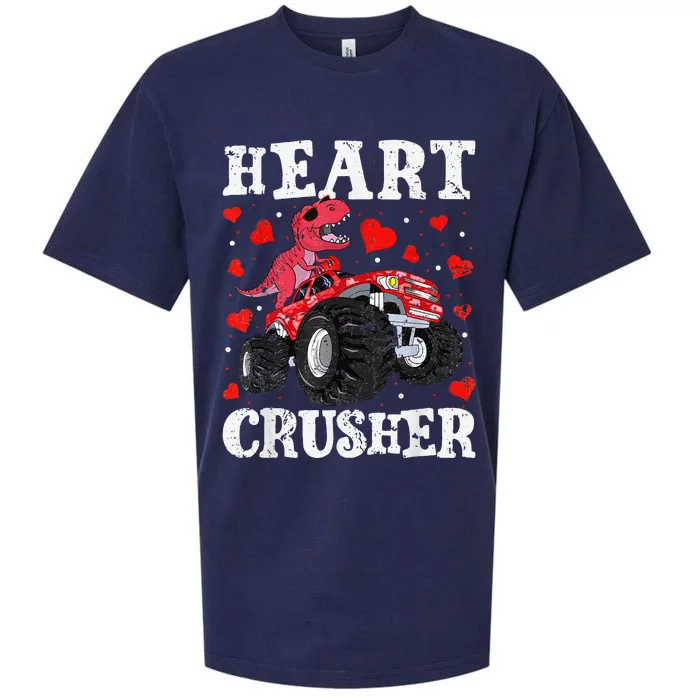 Valentines Day Funny Dinosaur Monster Truck 100 day Sueded Cloud Jersey T-Shirt