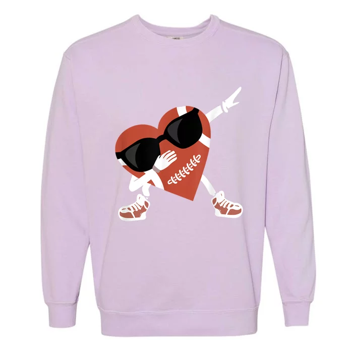 Valentines Day Football Dabbing Heart Footlball Player Garment-Dyed Sweatshirt