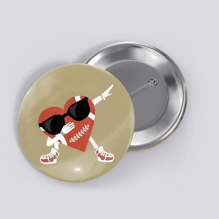 Valentines Day Football Dabbing Heart Footlball Player Button