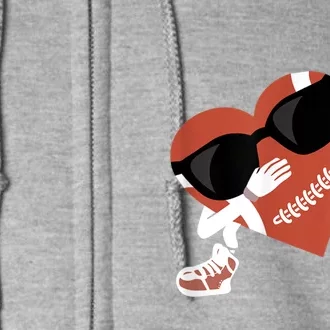 Valentines Day Football Dabbing Heart Footlball Player Full Zip Hoodie