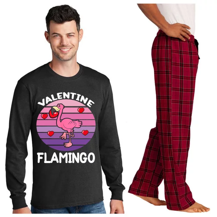 Valentines Day Funny Flamingo Retro Vintage Funny Gift Long Sleeve Pajama Set