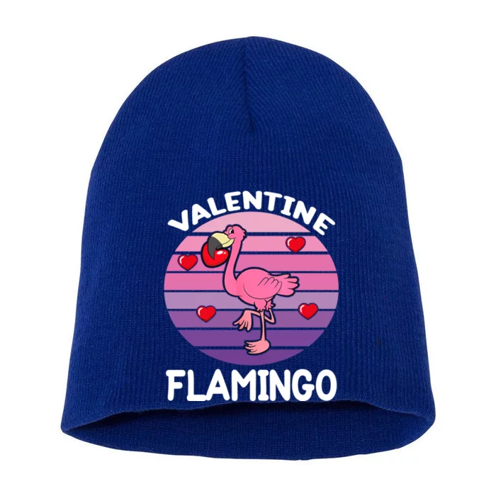 Valentines Day Funny Flamingo Retro Vintage Funny Gift Short Acrylic Beanie