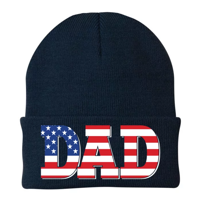 Vintage Dad Fathers Day American Flag Usa Dad 4th Of July Gift Knit Cap Winter Beanie