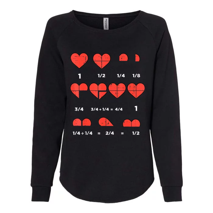 Valentines Day Fractions Heart Funny Math Teacher Womens California Wash Sweatshirt