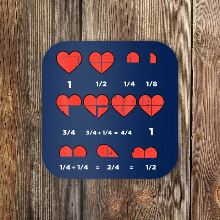 Valentines Day Fractions Heart Funny Math Teacher Coaster