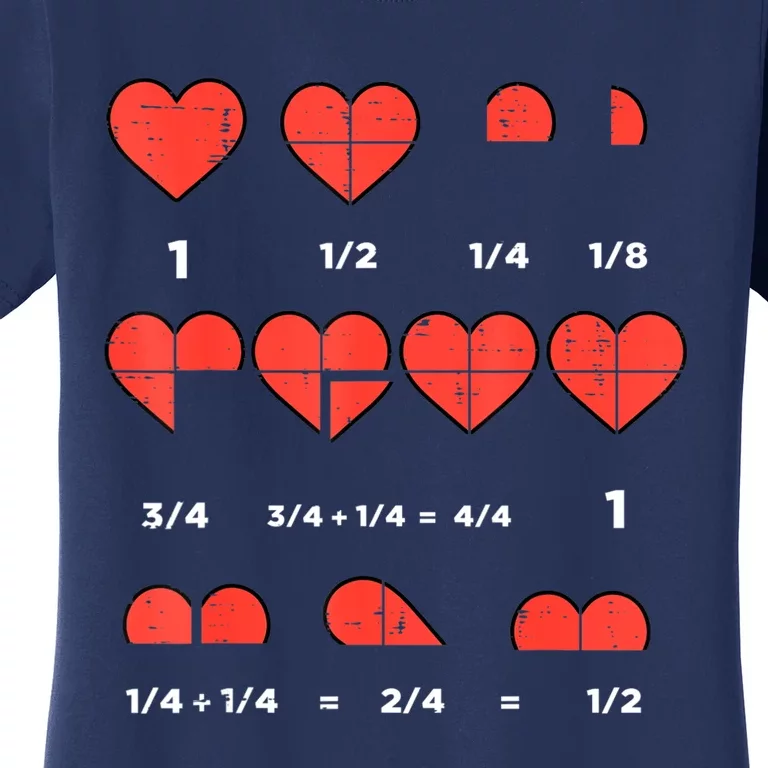 Valentines Day Fractions Heart Funny Math Teacher Women's T-Shirt