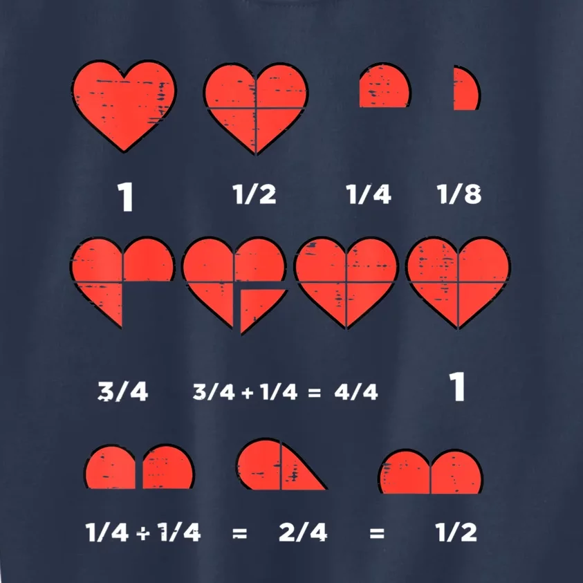 Valentines Day Fractions Heart Funny Math Teacher Kids Sweatshirt