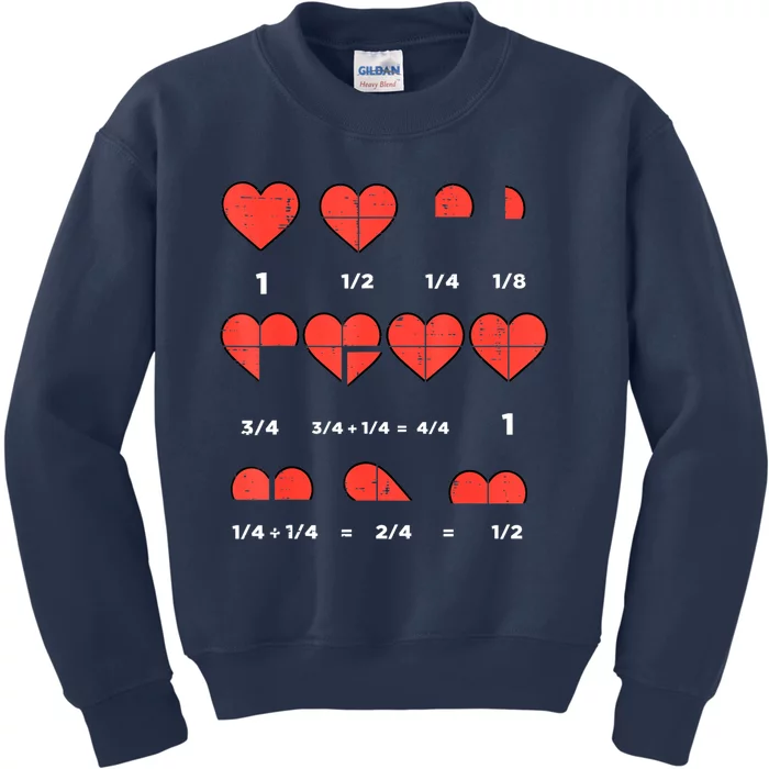 Valentines Day Fractions Heart Funny Math Teacher Kids Sweatshirt