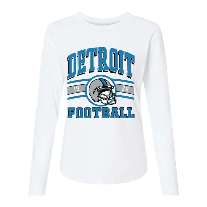 Vintage Detroit Football Womens Cotton Relaxed Long Sleeve T-Shirt