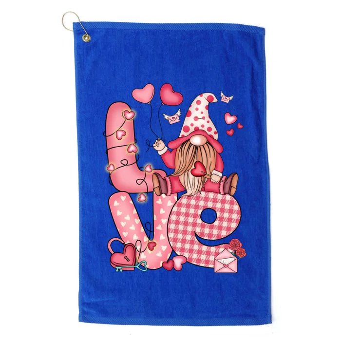 Valentines Day Gnome Love Gnome Gift Platinum Collection Golf Towel