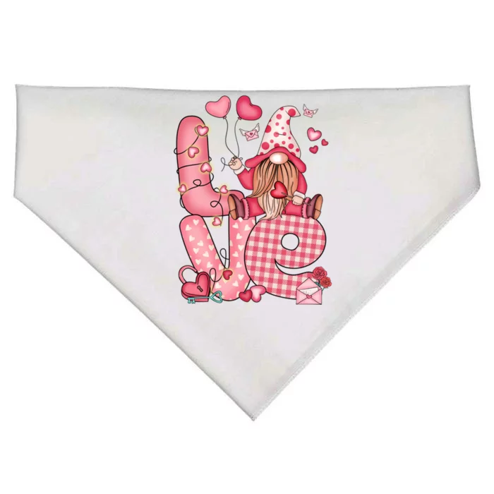 Valentines Day Gnome Love Gnome Gift USA-Made Doggie Bandana