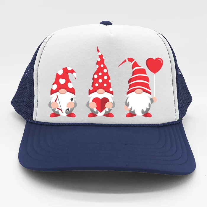 Valentines Day Gnomes Love Red Heart Funny Gift Trucker Hat