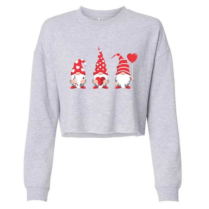 Valentines Day Gnomes Love Red Heart Funny Gift Cropped Pullover Crew