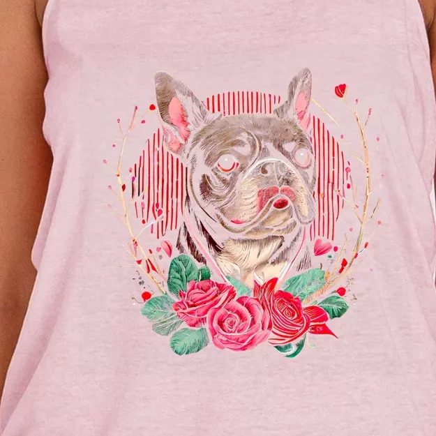 Valentine's Day Gift French Bulldog Dog Valentine Funny Gift Women's Knotted Racerback Tank