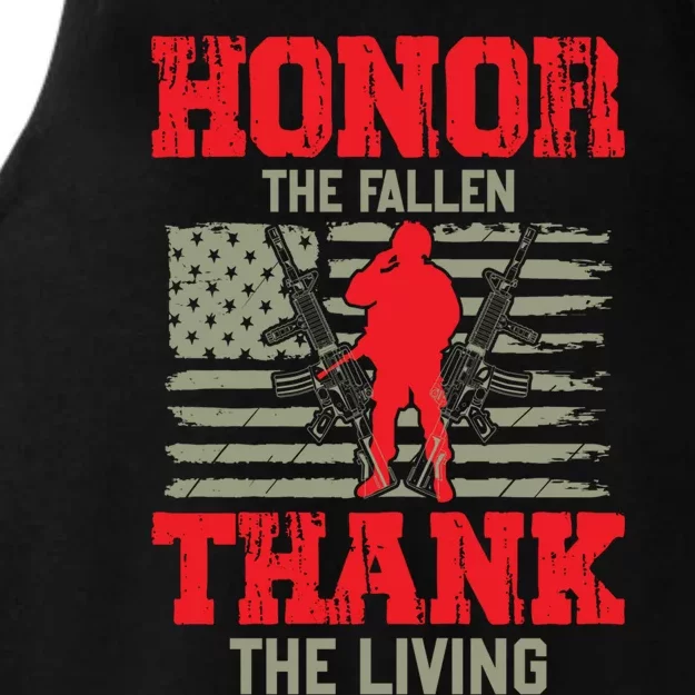 Veterans Day Gift Honor The Fallen Thank The Living Gift American Gift Ladies Tri-Blend Wicking Tank