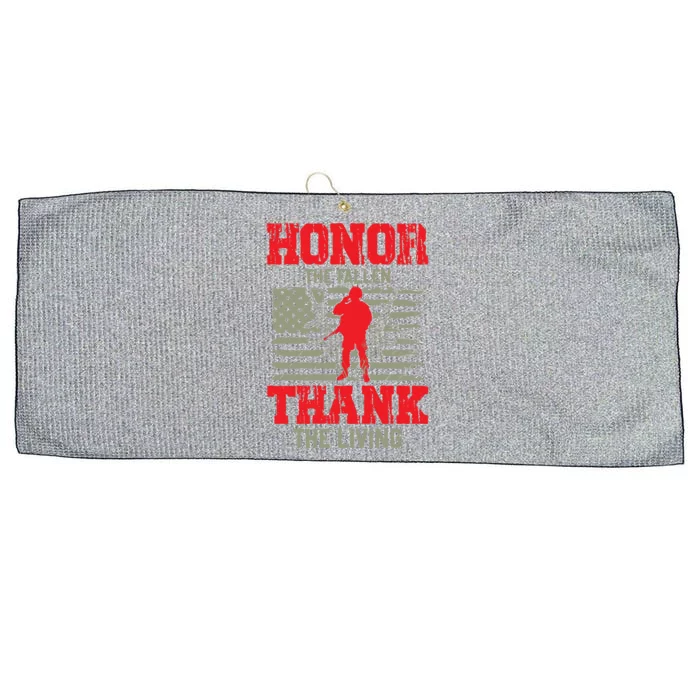 Veterans Day Gift Honor The Fallen Thank The Living Gift American Gift Large Microfiber Waffle Golf Towel