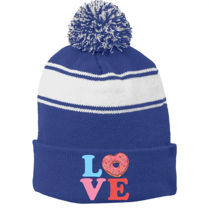 Valentines Day Gift Love Donuts Cute Heart Gift Gift Stripe Pom Pom Beanie