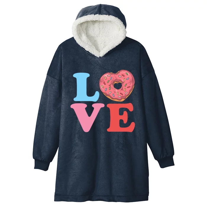 Valentines Day Gift Love Donuts Cute Heart Gift Gift Hooded Wearable Blanket