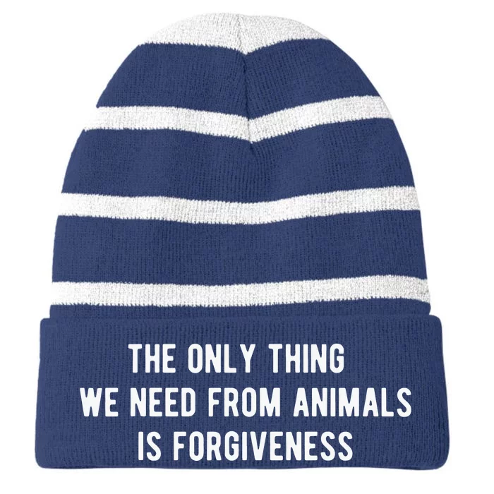 Vegan Design Gift For Animal Rights And Meatless Veganism Striped Beanie with Solid Band