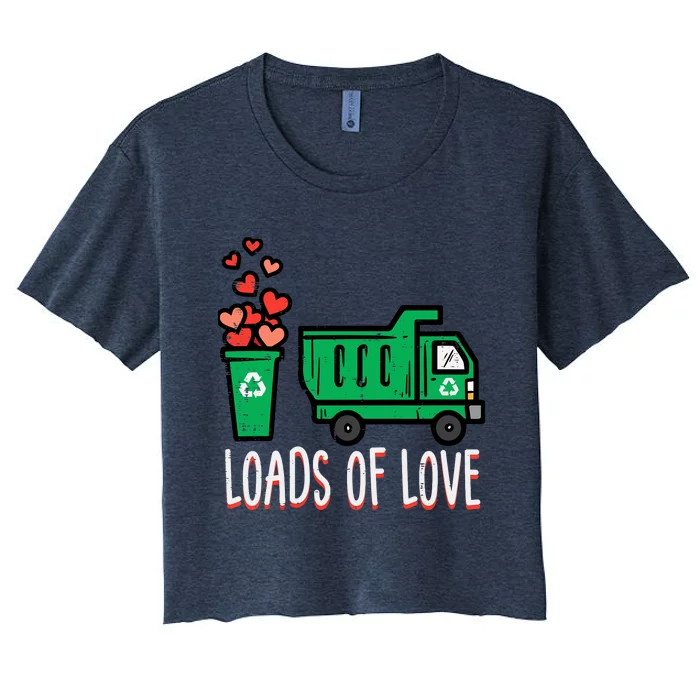 Valentines Day Garbage Truck Loads Of Love Women's Crop Top Tee