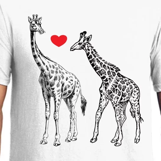 Valentines Day Giraffes Matching Couple Love Heart Gifts For Her And Him Pajama Set