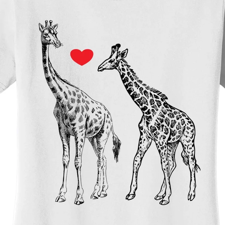 Valentines Day Giraffes Matching Couple Love Heart Gifts For Her And Him Women's T-Shirt