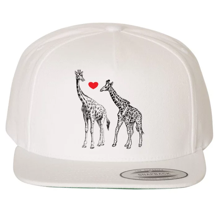 Valentines Day Giraffes Matching Couple Love Heart Gifts For Her And Him Wool Snapback Cap