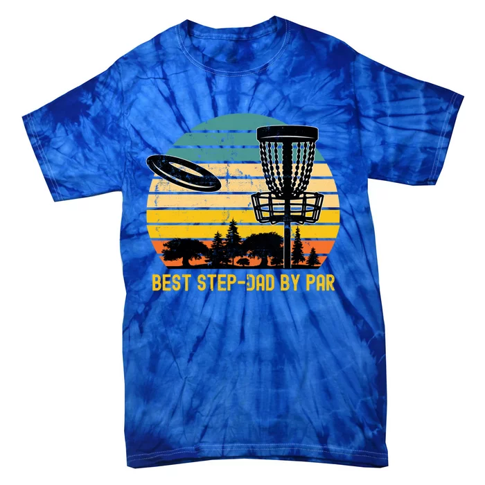 Vintage Disc Golf Dad Present Best Stepdad By Par Disk Golf Gift Tie-Dye T-Shirt