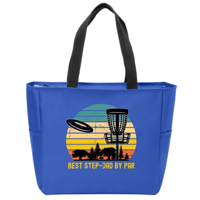 Vintage Disc Golf Dad Present Best Stepdad By Par Disk Golf Gift Zip Tote Bag