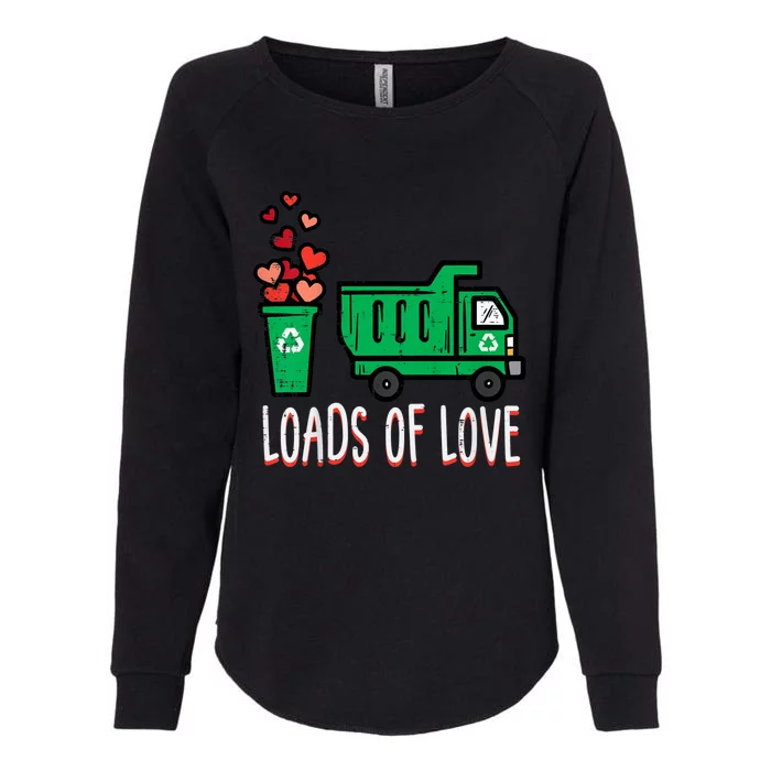 Valentines Day Garbage Truck Loads Of Love Womens California Wash Sweatshirt