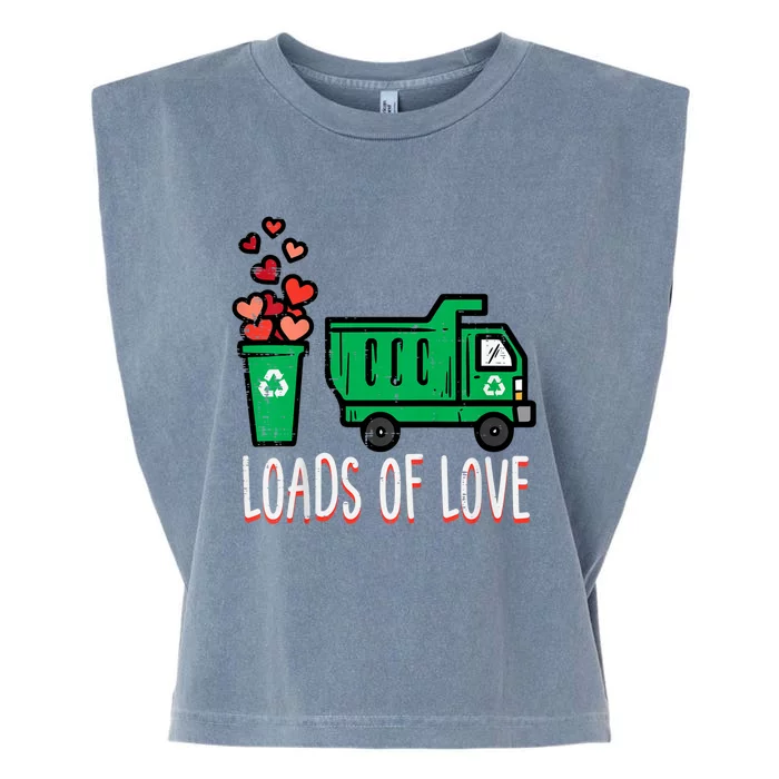 Valentines Day Garbage Truck Loads Of Love Garment-Dyed Women's Muscle Tee