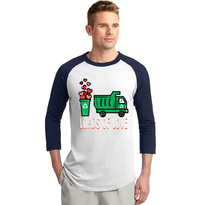 Valentines Day Garbage Truck Loads Of Love Baseball Sleeve Shirt