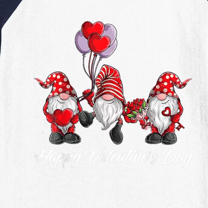 Valentine's Day Gnome Love Women Funny Valentines Baseball Sleeve Shirt