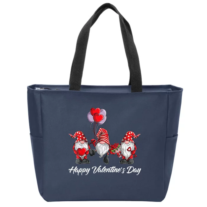 Valentine's Day Gnome Love Women Funny Valentines Zip Tote Bag