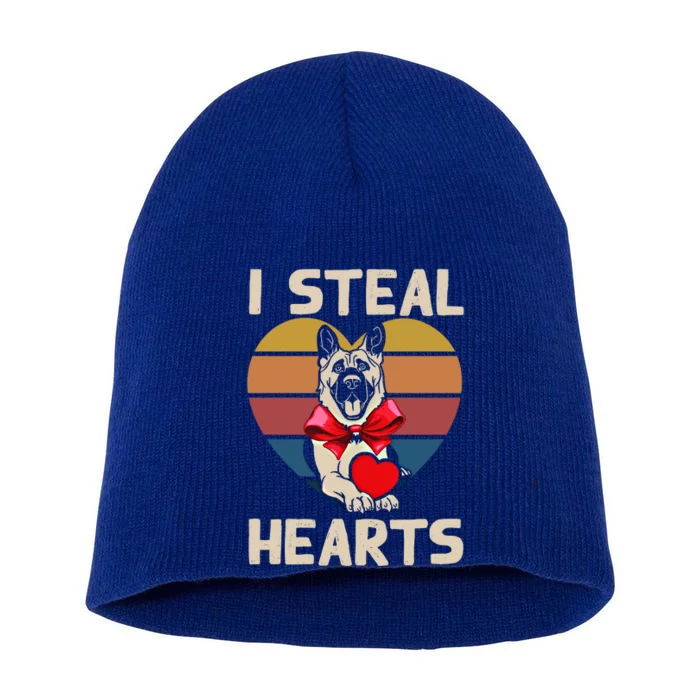 Valentines Day Ger Shepherd I Steal Hearts Vday Dog Lover Gift Short Acrylic Beanie