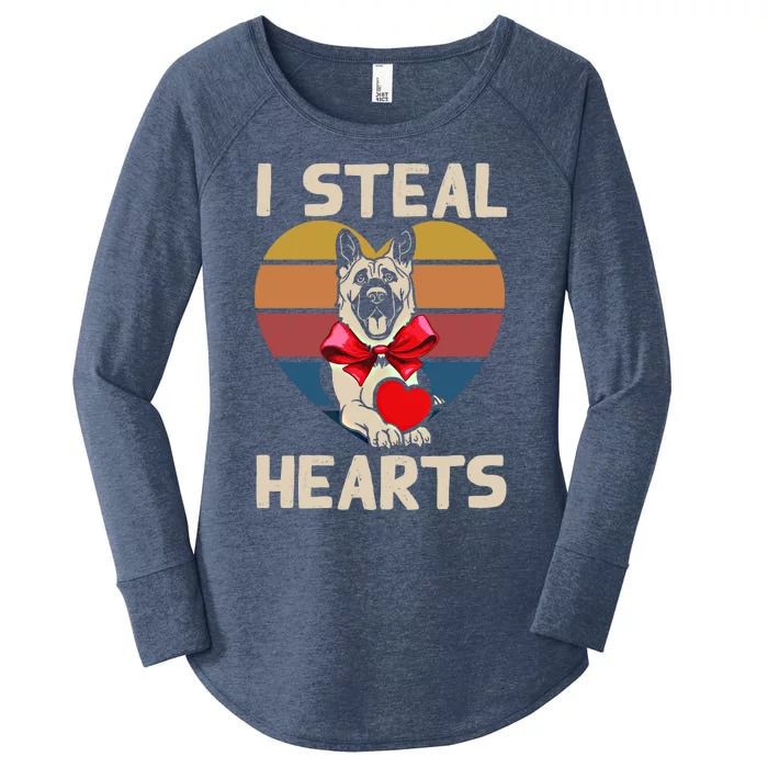 Valentines Day Ger Shepherd I Steal Hearts Vday Dog Lover Gift Women's Perfect Tri Tunic Long Sleeve Shirt