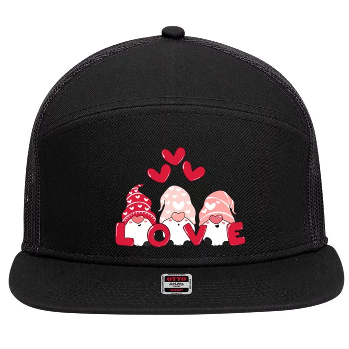 Valentines Day Gnomes 7 Panel Mesh Trucker Snapback Hat