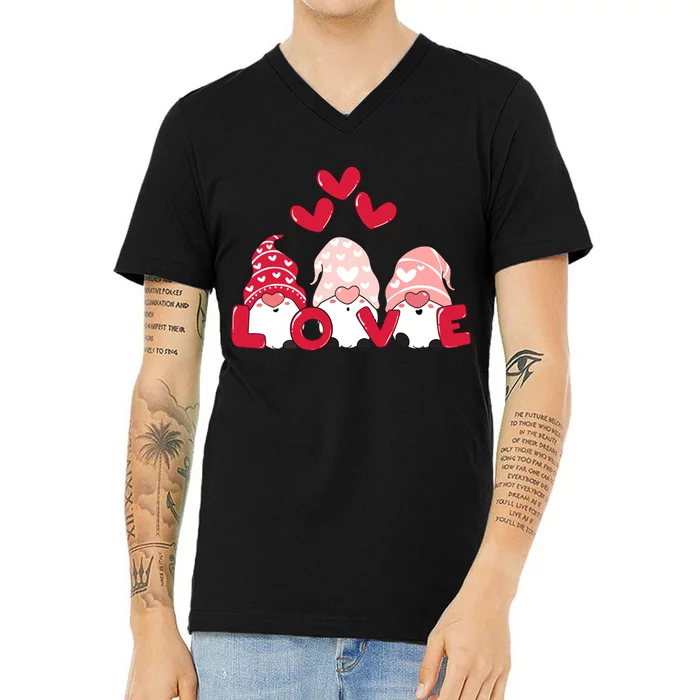 Valentines Day Gnomes V-Neck T-Shirt