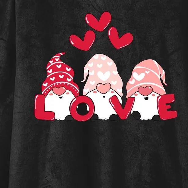 Valentines Day Gnomes Hooded Wearable Blanket