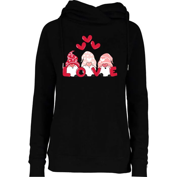 Valentines Day Gnomes Womens Funnel Neck Pullover Hood