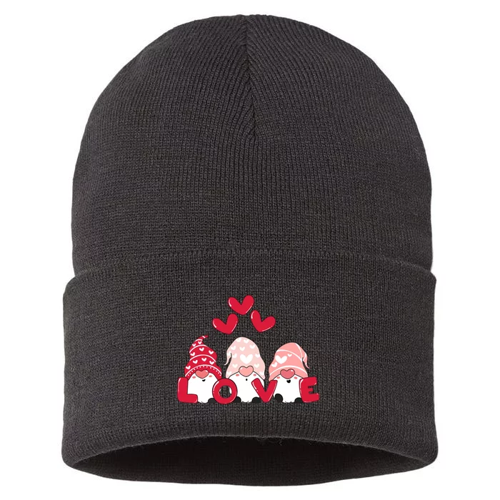 Valentines Day Gnomes Sustainable Knit Beanie