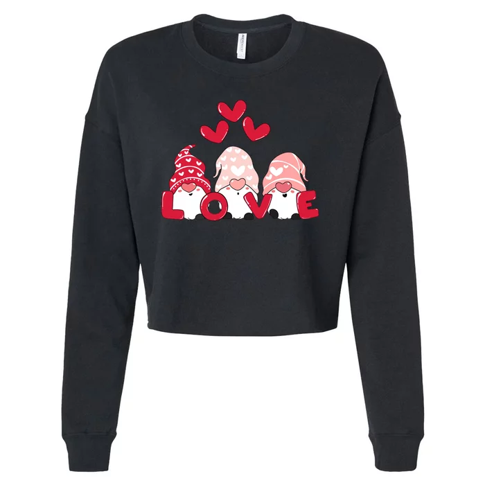 Valentines Day Gnomes Cropped Pullover Crew