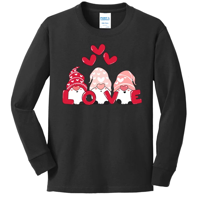 Valentines Day Gnomes Kids Long Sleeve Shirt