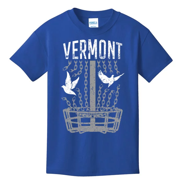 Vermont Disc Golf Player Breaking Chains Birdie Gift Kids T-Shirt