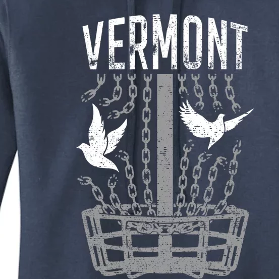 Vermont Disc Golf Player Breaking Chains Birdie Gift Women's Pullover Hoodie