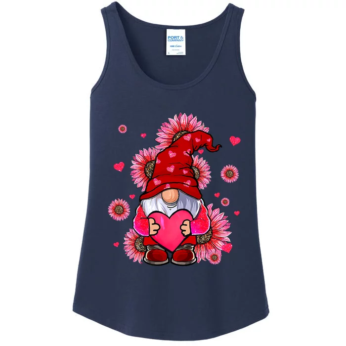 Valentines Day Gnome Lovers Sunflower Ladies Essential Tank