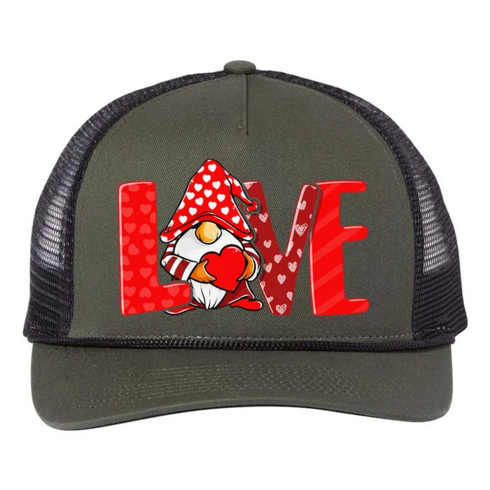 Valentines Day Gnome Love Funnys Love Retro Rope Trucker Hat Cap