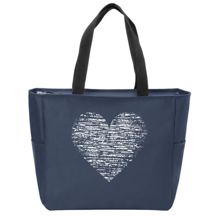 Valentines Day Graphic Cute Women Distressed Heart Red Zip Tote Bag